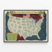 Poster Cartina Vintage degli Stati Uniti d'America — quadro incorniciato alla parete