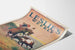 Poster vintage cowboy in pericolo su cavallo e toro