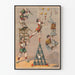 Poster vintage di acrobazia e giocoleria con acrobati e trapezisti