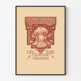Manifesto d’epoca per mostra – Haverman, 1918 – Roland Holst, incorniciato con cornice sottile su una parete chiara.