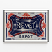 Manifesto Ombrelli Revel — Marchio registrato, Lyon, Paris, presentato in una cornice sottile su una parete chiara.