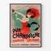 Manifesto pubblicitario vintage Champagne Damery-Épernay, esposto in una cornice sottile su una parete chiara.