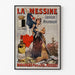 Manifesto pubblicitario vintage La Messine, liquore, in cornice sottile su una parete chiara.