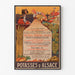 Manifesto pubblicitario vintage Potasses d’Alsace, esposto in una cornice sottile su una parete chiara.