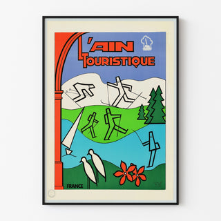 Manifesto turistico vintage – L’Ain touristique, presentato in una cornice sottile su una parete chiara.