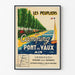 Manifesto turistico vintage – Les Peupliers, campeggio di Pont-de-Vaux, presentato in una cornice sottile su una parete chiara.