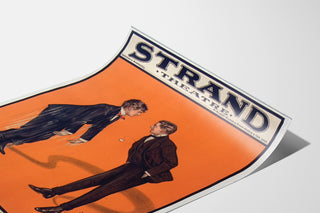Manifesto vintage A Brace of Partridges, Strand Theatre, esposto su una stampa leggermente incurvata, vista prospettica.