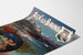 Manifesto vintage Aix-les-Bains, festa notturna, mostrato su una pagina curva, vista prospettica.