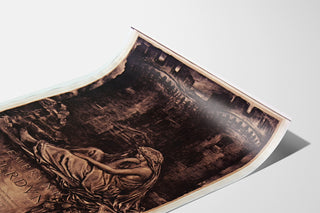 Manifesto vintage Emprunt de Verdun... 6%, mostrato su una pagina incurvata, visto in prospettiva.