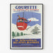 Manifesto vintage Gourette, teleferica, esposto in una cornice sottile su una parete chiara.