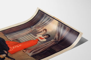 Manifesto vintage How London Lives, Surrey Theatre, esposto su una stampa leggermente incurvata, vista prospettica.