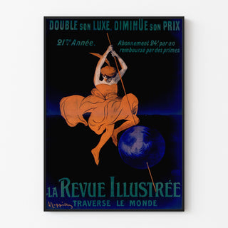 Poster vintage La Revue illustrée, presentato in una cornice sottile su una parete chiara.