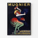 Manifesto vintage Mugnier. Aperitivo al vino di Borgogna, presentato in una cornice sottile su una parete chiara.
