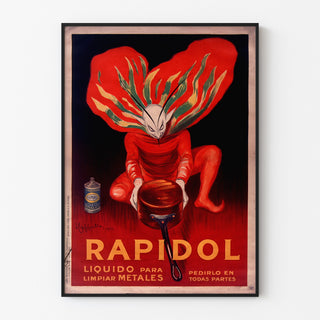 Manifesto vintage Rapidol, esposto in una cornice sottile su una parete chiara.