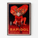 Manifesto vintage Rapidol, esposto in una cornice sottile su una parete chiara.