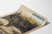 Manifesto vintage Royan, Grand Casino municipal, presentato su una pagina curva, visto in prospettiva.