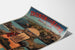 Manifesto vintage Thonon-les-Bains, presentato su una stampa curvata, vista in prospettiva.