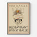 Poster vintage Terrasse Restaurant Kunsthalle a Basilea