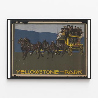 Manifesto Yellowstone-Park, presentato in una cornice sottile su una parete chiara.