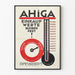 Poster vintage AHIGA termometro e barometro delle valute
