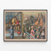 Poster vintage scena di circo con leoni e animali esotici — quadro incorniciato alla parete