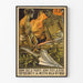 Poster vintage italiano di propaganda con due fabbri e fiamme