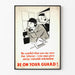 Poster vintage di sensibilizzazione alla prudenza telefonica