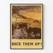 Poster militare vintage con cannoni da campo britannici in azione