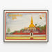 Poster decorativo Buddha con stupa dorato e scrittura lao — quadro incorniciato alla parete