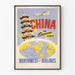 Poster vintage Cina Rotta Terrestre Northwest Orient Airlines