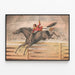 Poster vintage di artista circense a cavallo che galoppa — quadro incorniciato alla parete