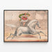 Poster vintage di artista di circo su cavallo in movimento — quadro incorniciato alla parete