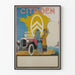 Poster vintage Citroën con auto d'epoca e passanti eleganti