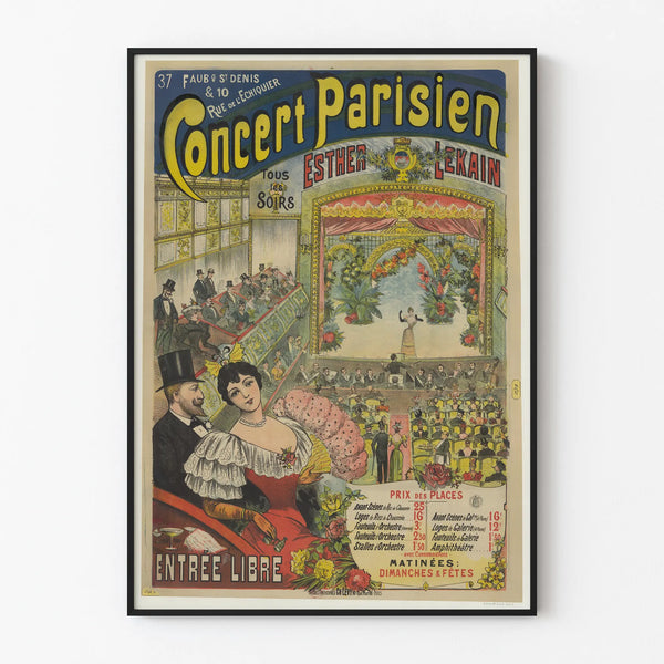 Poster vintage del concerto parigino – Decorazione murale del teatro di Parigi 1900
