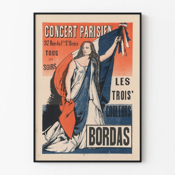 Poster vintage concerto parigino Les Trois Couleurs