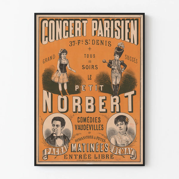 Poster vintage Concerto Parigino Le Petit Norbert - Decorazione murale retrò