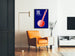 Poster Musica Country USA con Banjo Rosso e Bianco su Sfondo Blu