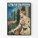 Poster vintage Das Tal des Traumes con ritratto femminile e giardino fiorito