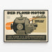 Poster pubblicitario vintage motore Flohr Berlino — quadro incorniciato alla parete