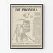 Poster tecnico vintage Die Phonola - Schema meccanico illustrato in bianco e nero