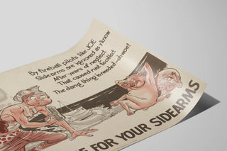 Poster retrò di sicurezza militare: prenditi cura delle tue pistole laterali — vista dell’opera