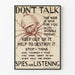 Poster vintage guerra - Non parlare, gli spie ascoltano