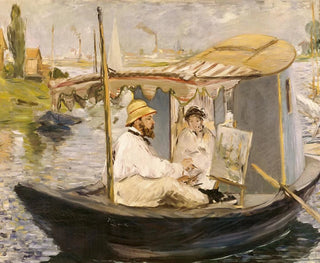 douard Manet - Claude Monet painting in his studio boat.webp