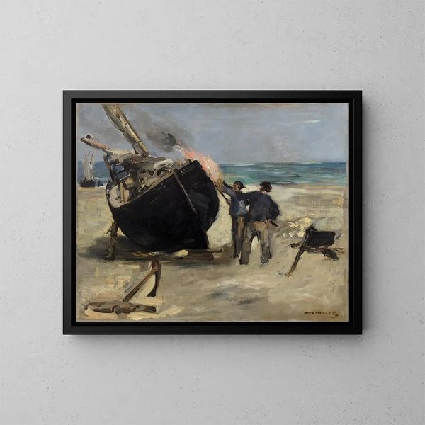 La barca rivestita di catrame - Édouard Manet — quadro incorniciato alla parete