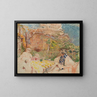 Donne e bambino al Clos di Cézanne - Édouard Vuillard — quadro incorniciato alla parete