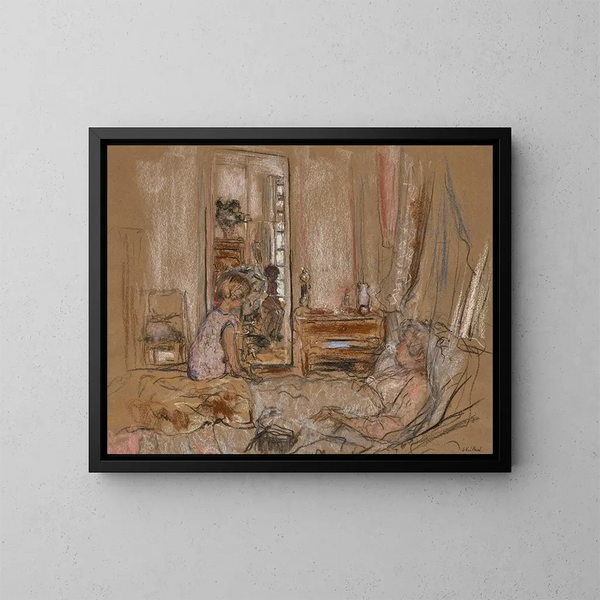 Lulu al capezzale di Madame Hessel al castello dei Clayes - Édouard Vuillard — quadro incorniciato alla parete