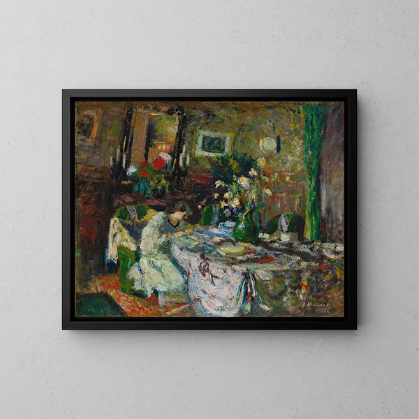 di Marcelle Aron nella sala da pranzo al Château Rouge - Édouard Vuillard — quadro incorniciato alla parete