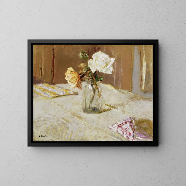 Rose in un vaso di vetro - Édouard Vuillard — quadro incorniciato alla parete