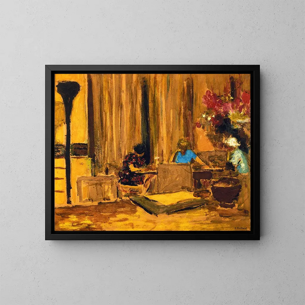 La sala da biliardo al castello dei Clayes - Édouard Vuillard — quadro incorniciato alla parete
