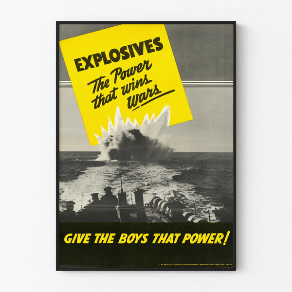 Poster vintage di guerra Explosives The Power that Wins Wars